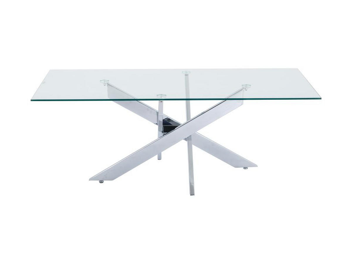 COUCHTISCH - Sicherheitsglas & Verchromtes Metall - Transparent - COSIMA - Chromfarben, Glas (120/60/45cm) - Vente-Unique