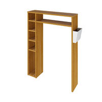 BADEZIMMERREGAL „Helmer“ Levira – 80 × 21 × 106 cm, Weiß/Eiche-Optik, schlank & modern - Braun, Holz (80/106/21cm) - Letti Moderni