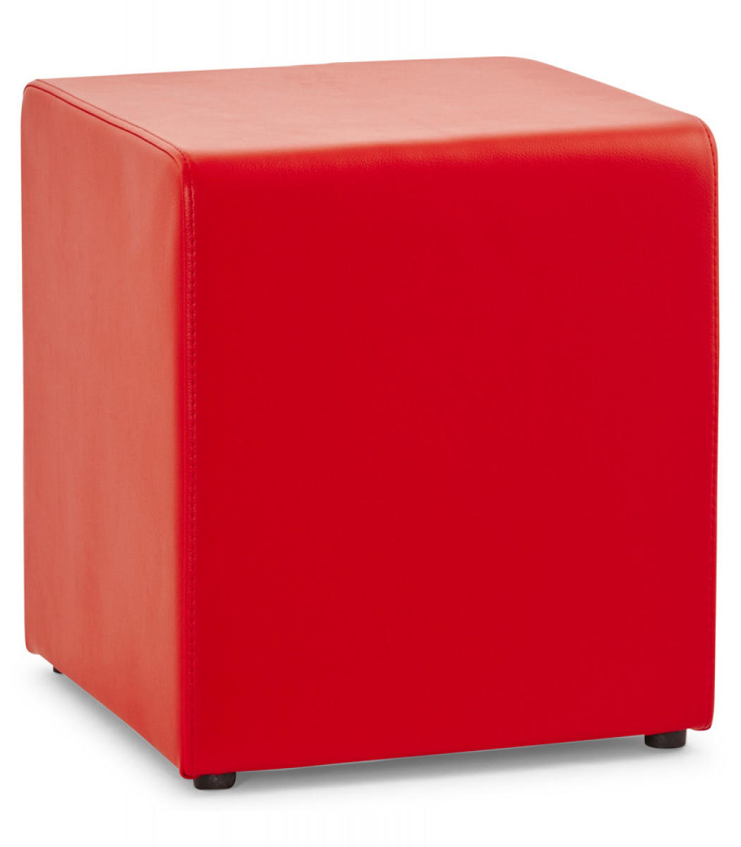 HOCKER Würfelform Kunstleder CUBE, Rot 41x41x41 cm - Rot/Schwarz, Kunststoff/Textil (41/41/41cm) - KADIMA DESIGN