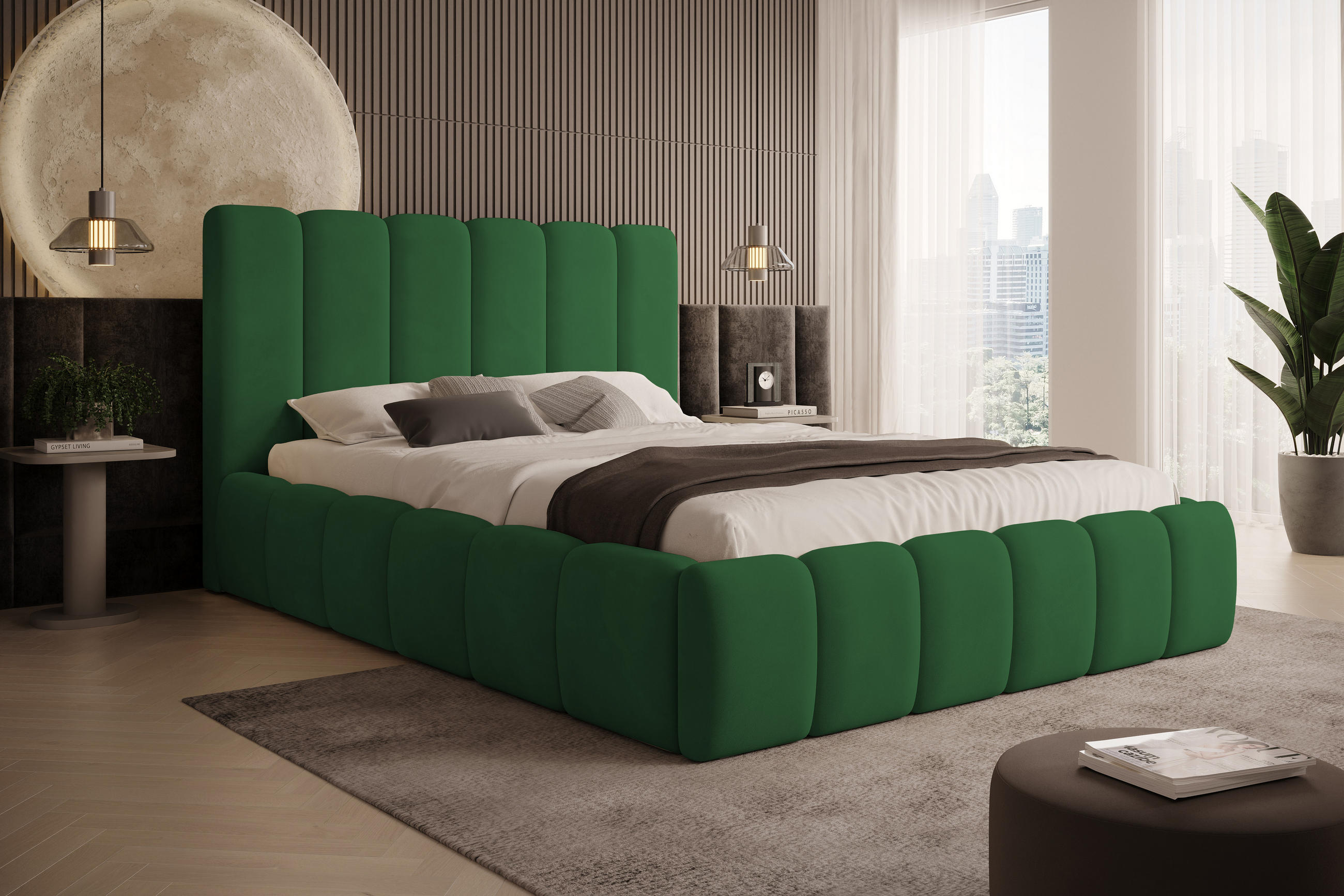 POLSTERBETT Vilo 140x200 mit Bettkasten und Stabilem Metallgestell - Grün, Textil (140/200cm) - Storez24