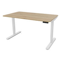 SCHREIBTISCH Elektrisch höhenverstellbarer Schreibtisch Y-Line Curved Eiche Natura Signalweiß 140/70/62-127cm - Weiß/Eiche Artisan, Holzwerkstoff/Metall (70/140/127cm) - ASSMANN