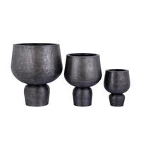 TOPF Wayan Schwarz 51.5/51.5/59cm 3er-Set - Schwarz, Metall (59cm) - PTMD Collection