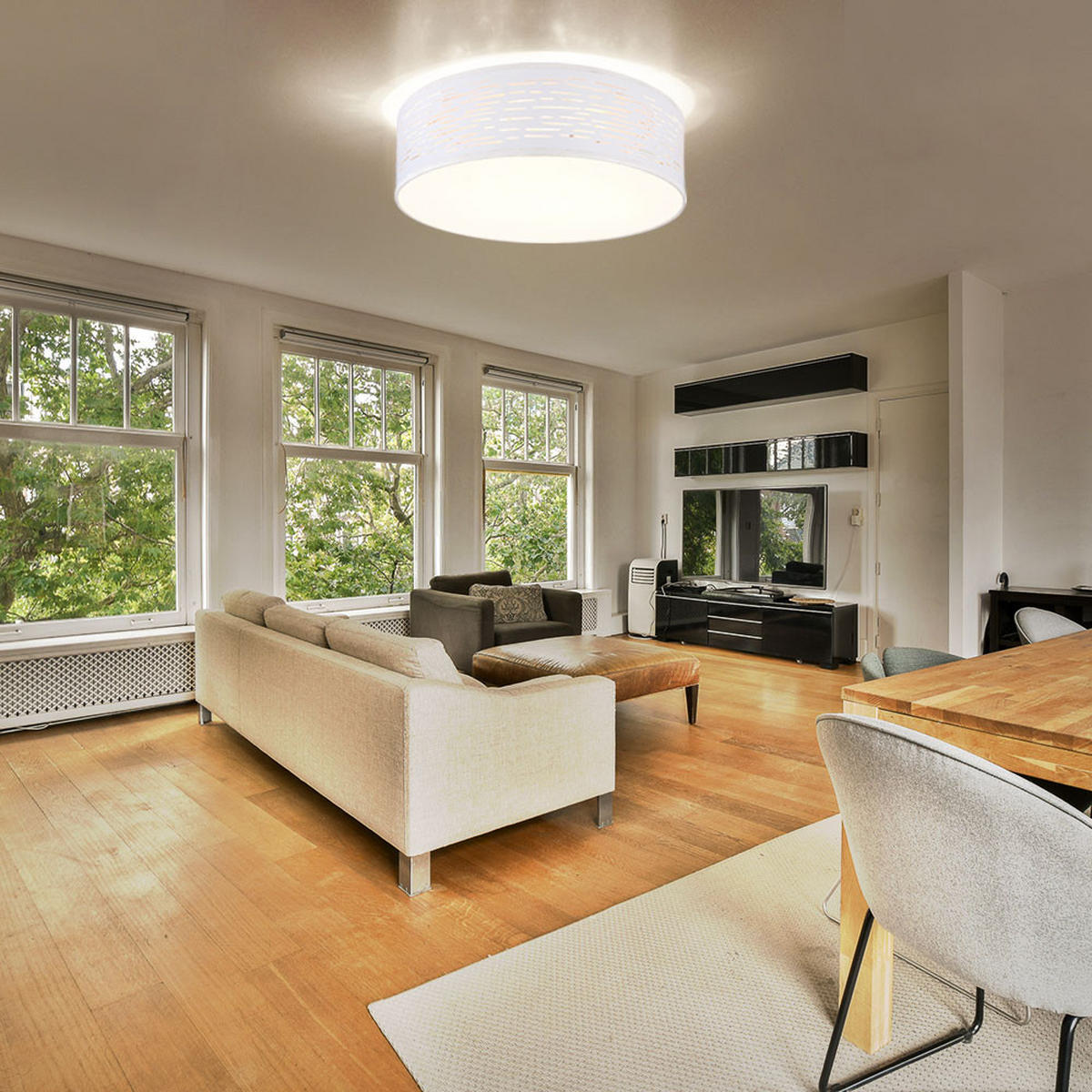 LED DECKENLEUCHTE BARCA Metall Weiß - Weiß, Metall (38/38/13cm) - Globo Lighting