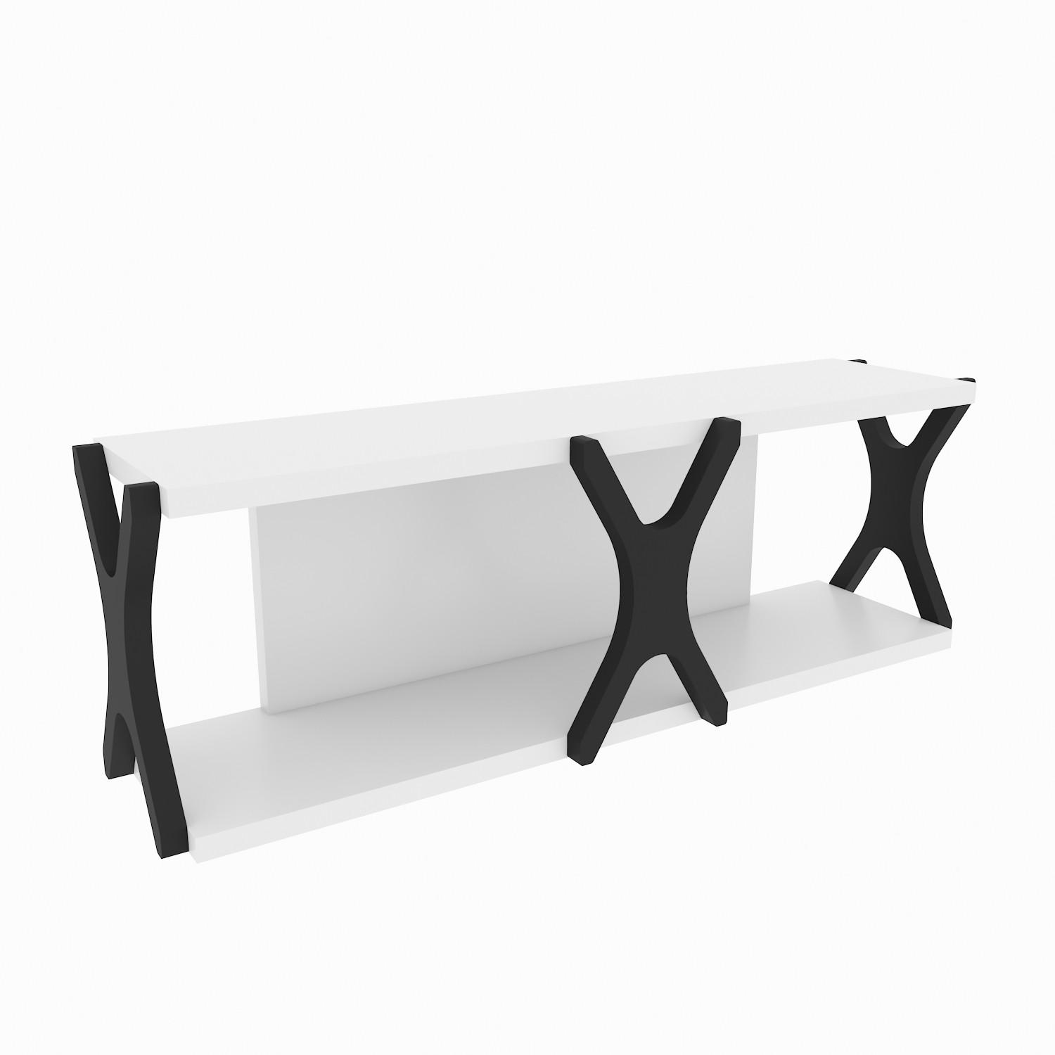 WANDREGAL Seza Weiss Schwarz - Schwarz/Weiß, Holzwerkstoff (17.5/21.4/72cm) - Decorotika