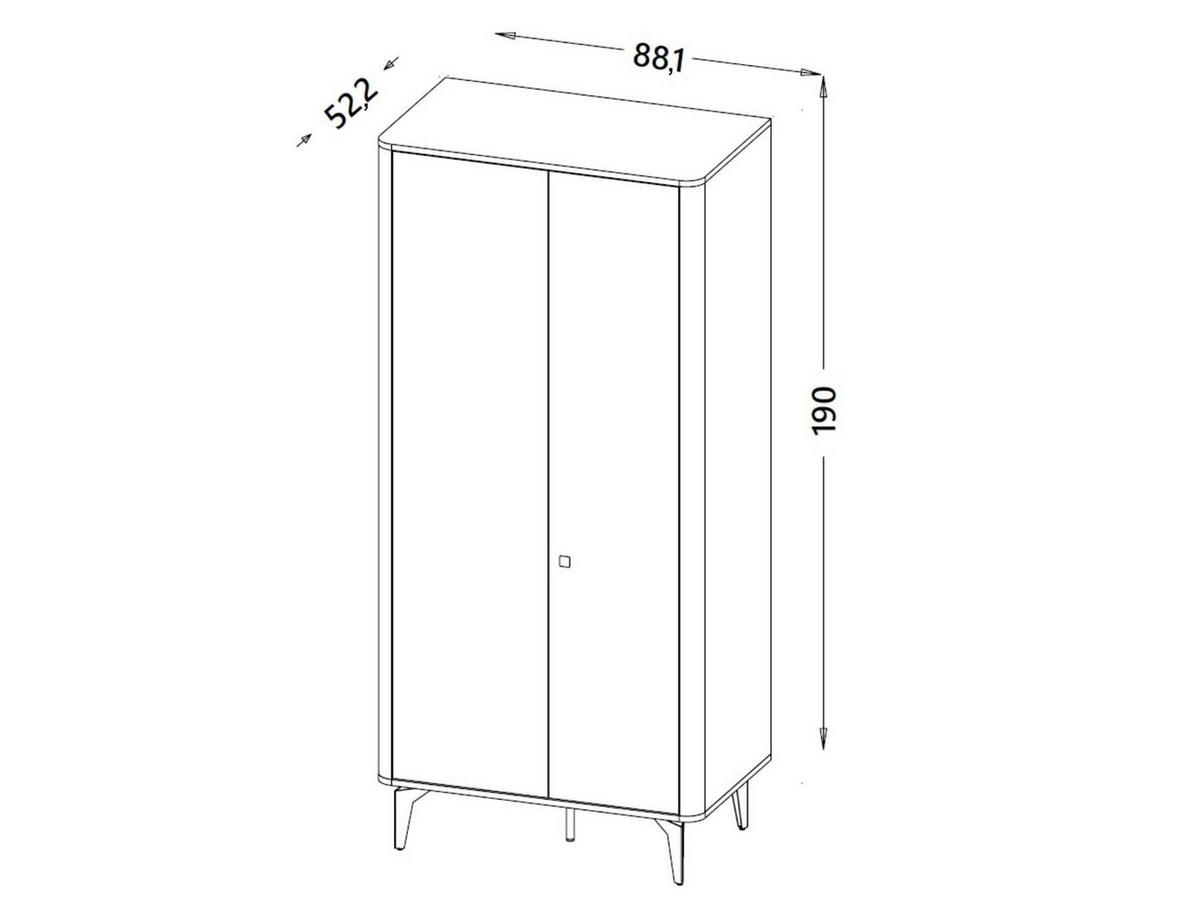 KLEIDERSCHRANK Aurena Kaschmir mit Walnuss, Schrank mit Soft-Close - Schwarz/Braun, Holzwerkstoff/Metall (88/190/52cm) - Bettso