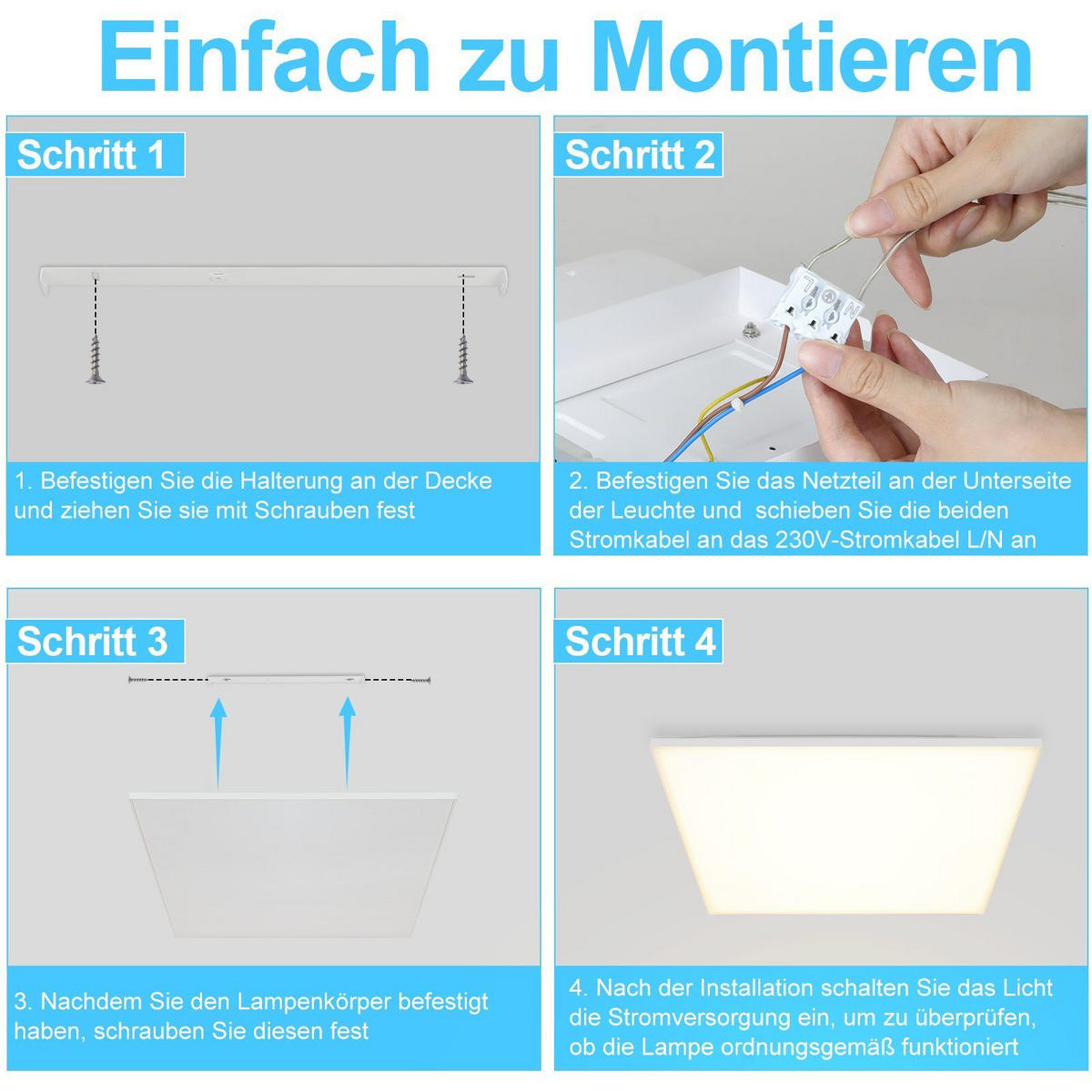 LED-DECKENLEUCHTE Xenia 45/45/7 cm - Weiß, Metall (45/45/7cm) - Nettlife
