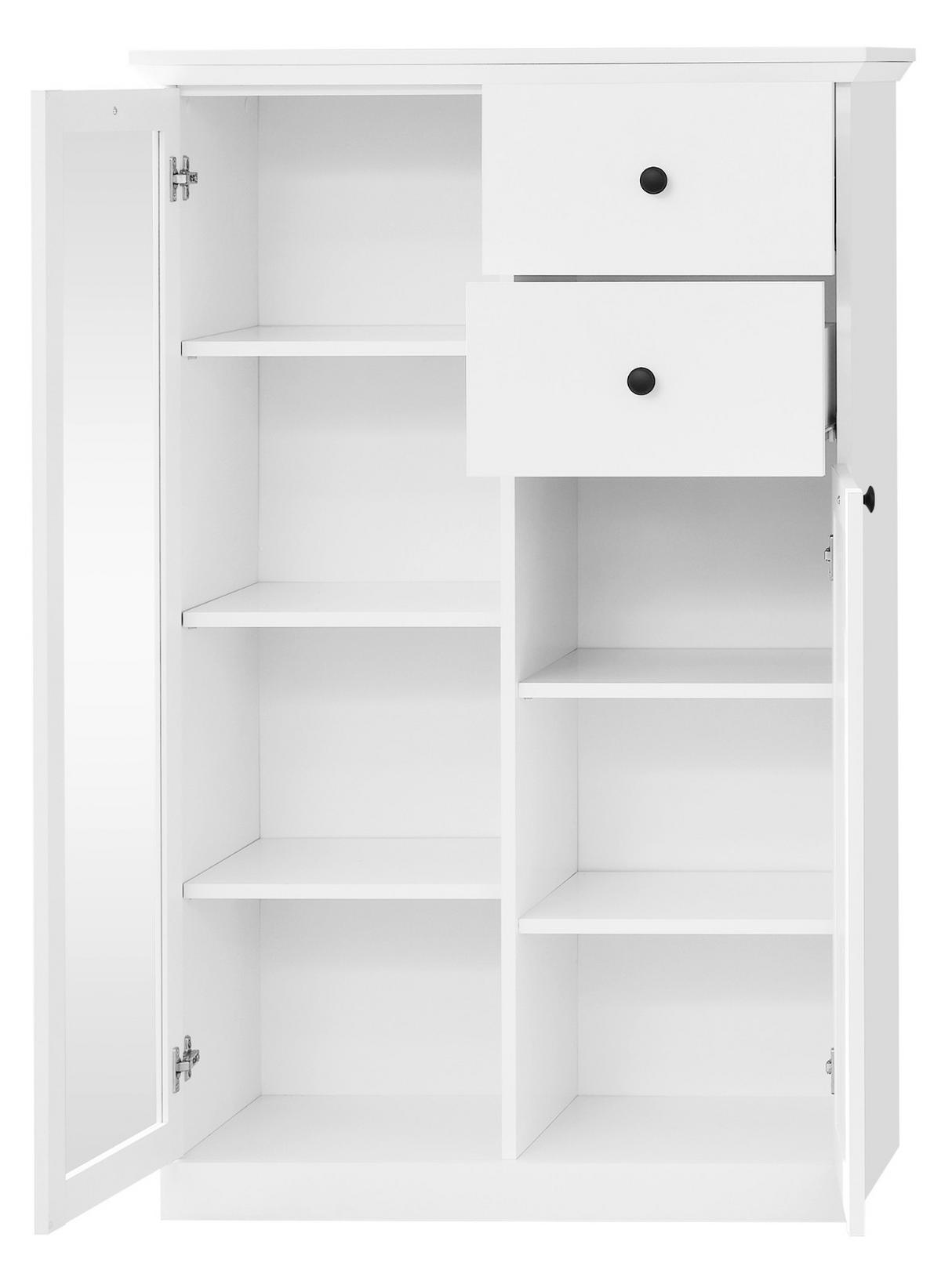 HIGHBOARD weiß matt 81 x 129 cm, Kommode im Landhaus-Stil - Silberfarben/Weiß, Glas/Holzwerkstoff (81/129/41cm) - Top.Furn
