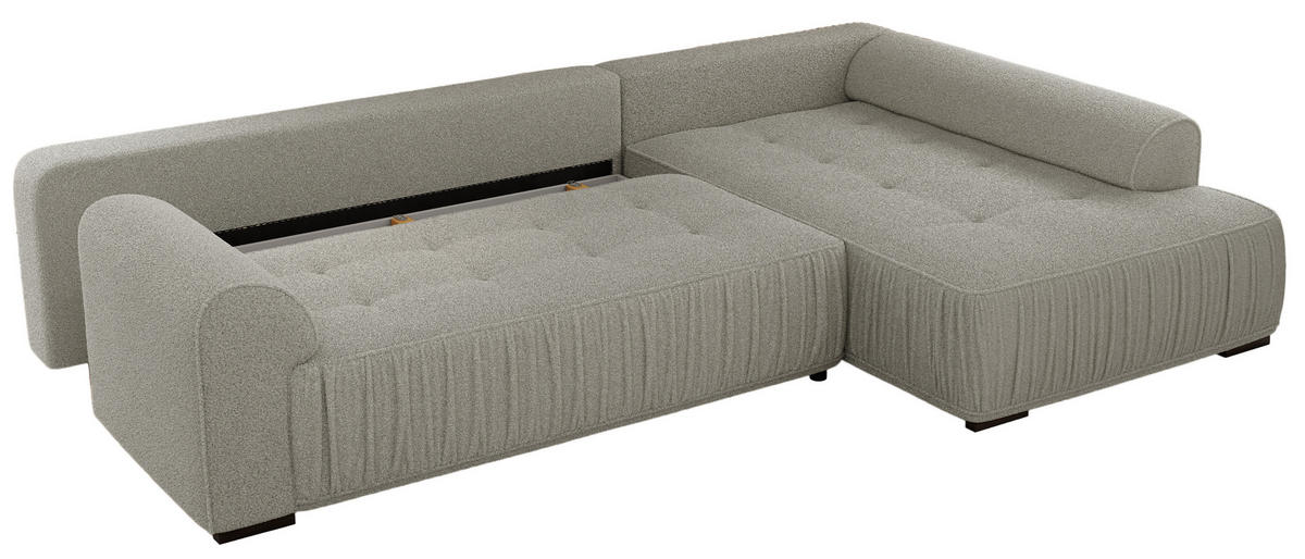 ECKSOFA ORTA Hellgrau Boucle - Rechts - Hellgrau/Schwarz, Textil (200/325cm) - MKS