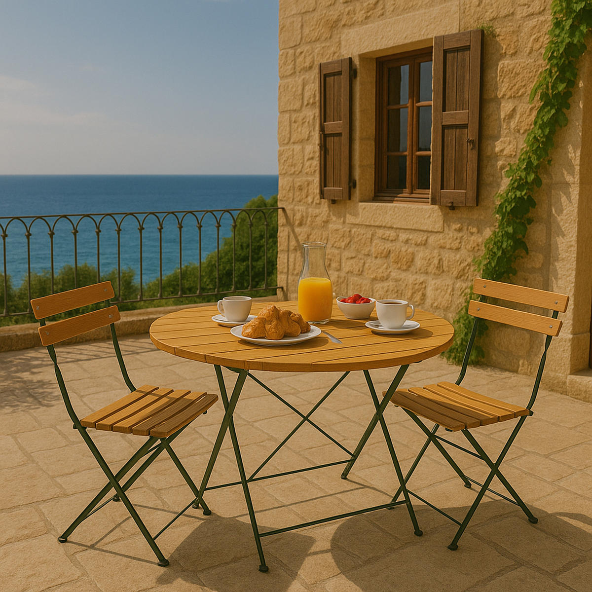 KLAPPTISCH Bad Belzig aus Robinienholz 100 cm rund, Stahlgestell Grün - Braun, Holz (100/100/72cm) - TPFGarden