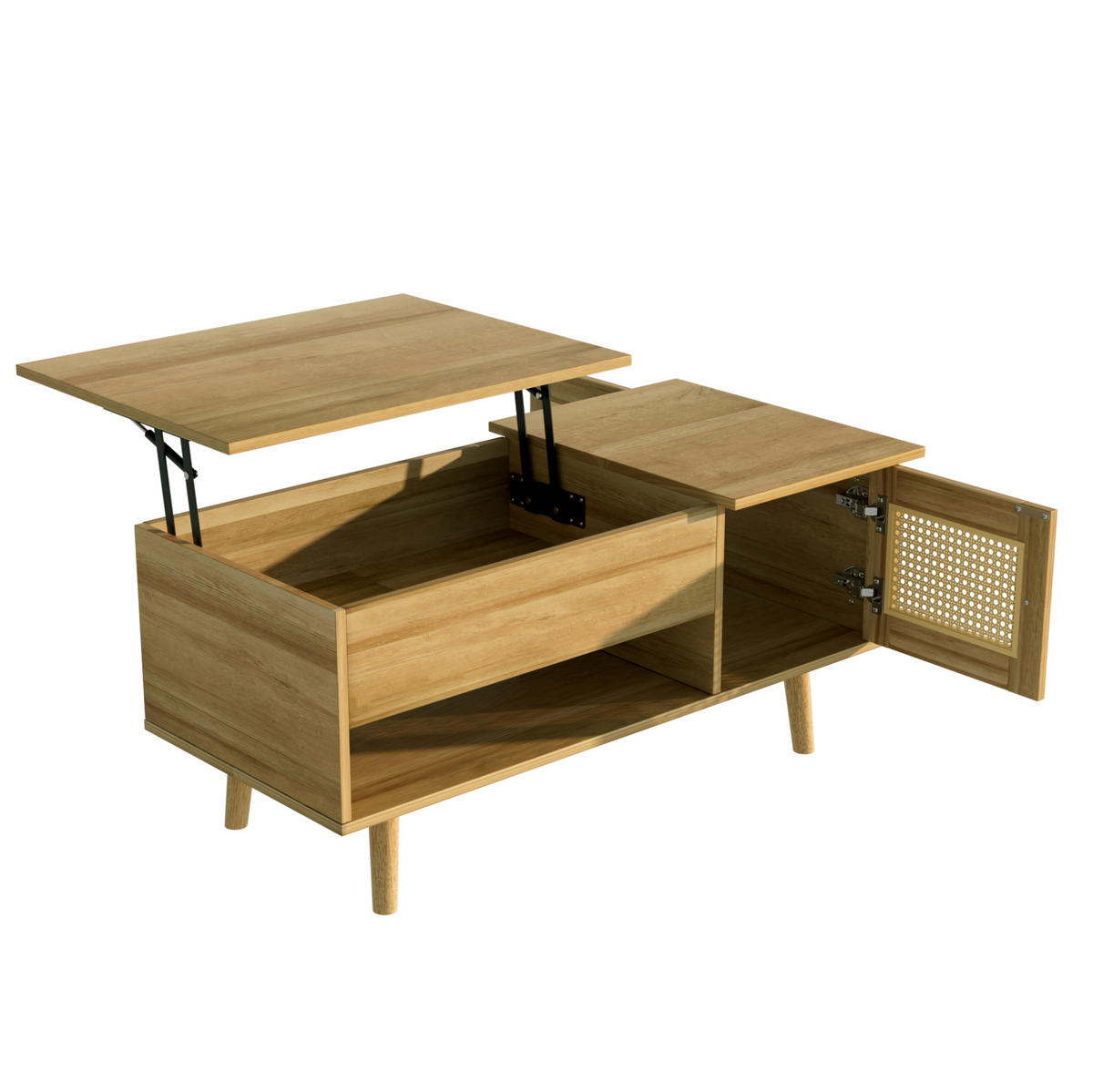 KONFERENČNÍ stolek, 103/50/46-60 cm, dřevodekor/černá, se zvedací deskou - přírodní, kompozitní dřevo (63.5/50/60cm) - BEAOK
