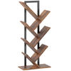 BÜCHERREGAL Standregal mit 7 Ebenen Schmal Regal im Baumform Rustikal Braun - Rostfarben/Schwarz, Holzwerkstoff/Metall (24/109/50cm) - HOMCOM