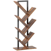BÜCHERREGAL Standregal mit 7 Ebenen Schmal Regal im Baumform Rustikal Braun - Rostfarben/Schwarz, Holzwerkstoff/Metall (24/109/50cm) - HOMCOM