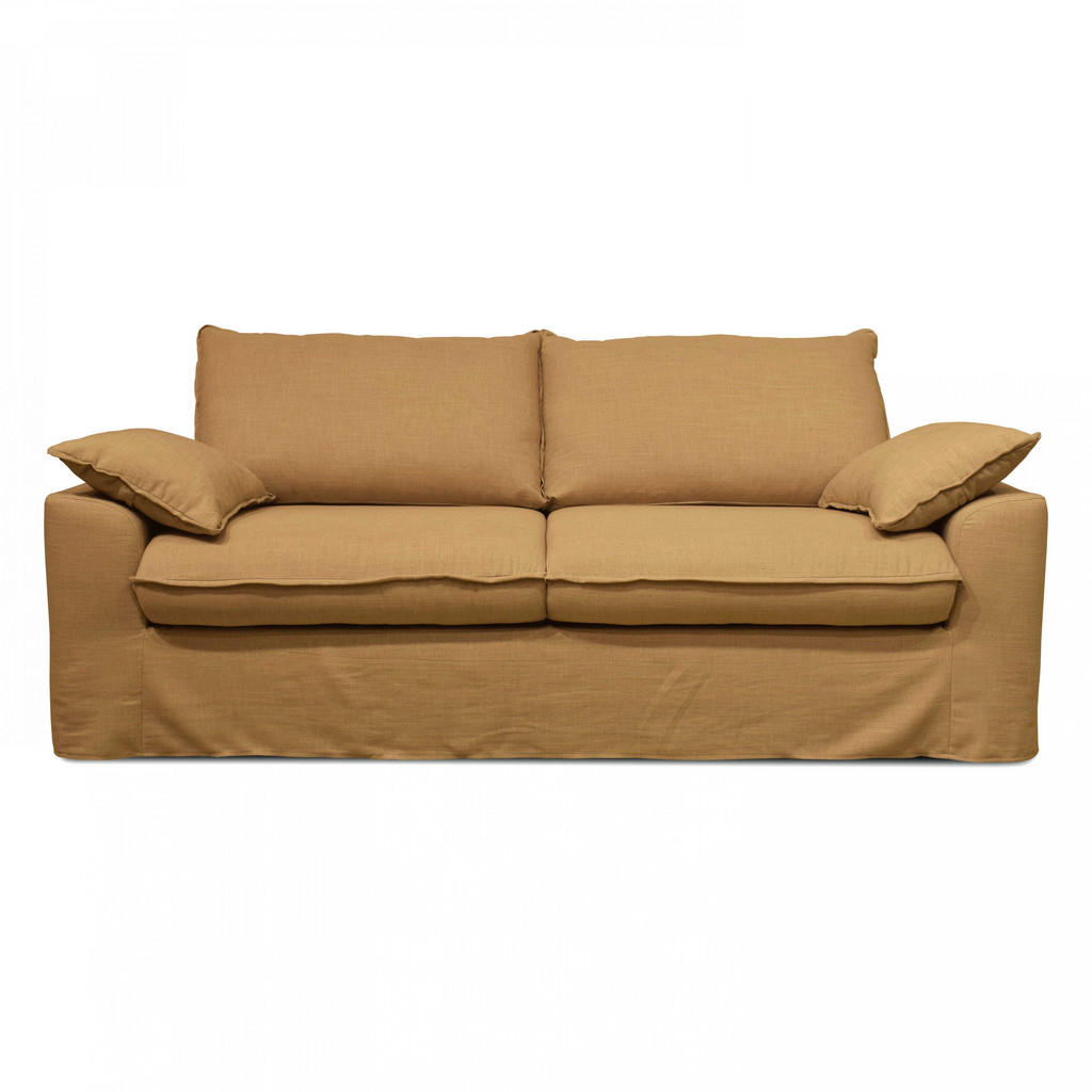 Thumbnail - Oviala 3-Sitzer-Sofa,, Gelb, Textil, Rechteckig, 97x88x205 cm, Wohnzimmer, Sofas & Couches, Sofas, 3-Sitzer Sofas