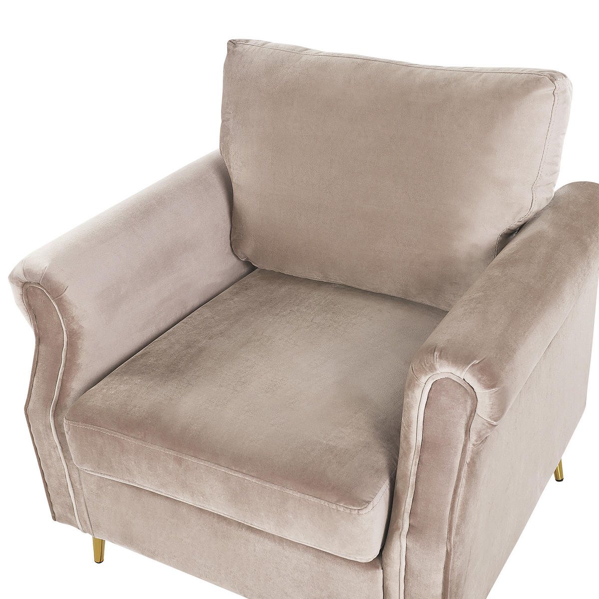 SESSEL Samtstoff Beige Vietas - Beige, Textil/Metall (85/90/67cm) - Beliani