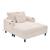 RELAXLIEGE XXL Polsterliege,Relaxsessel,3 Zierkissen,Cord,Beige - Beige, Textil (128/85/142cm) - LVHOM