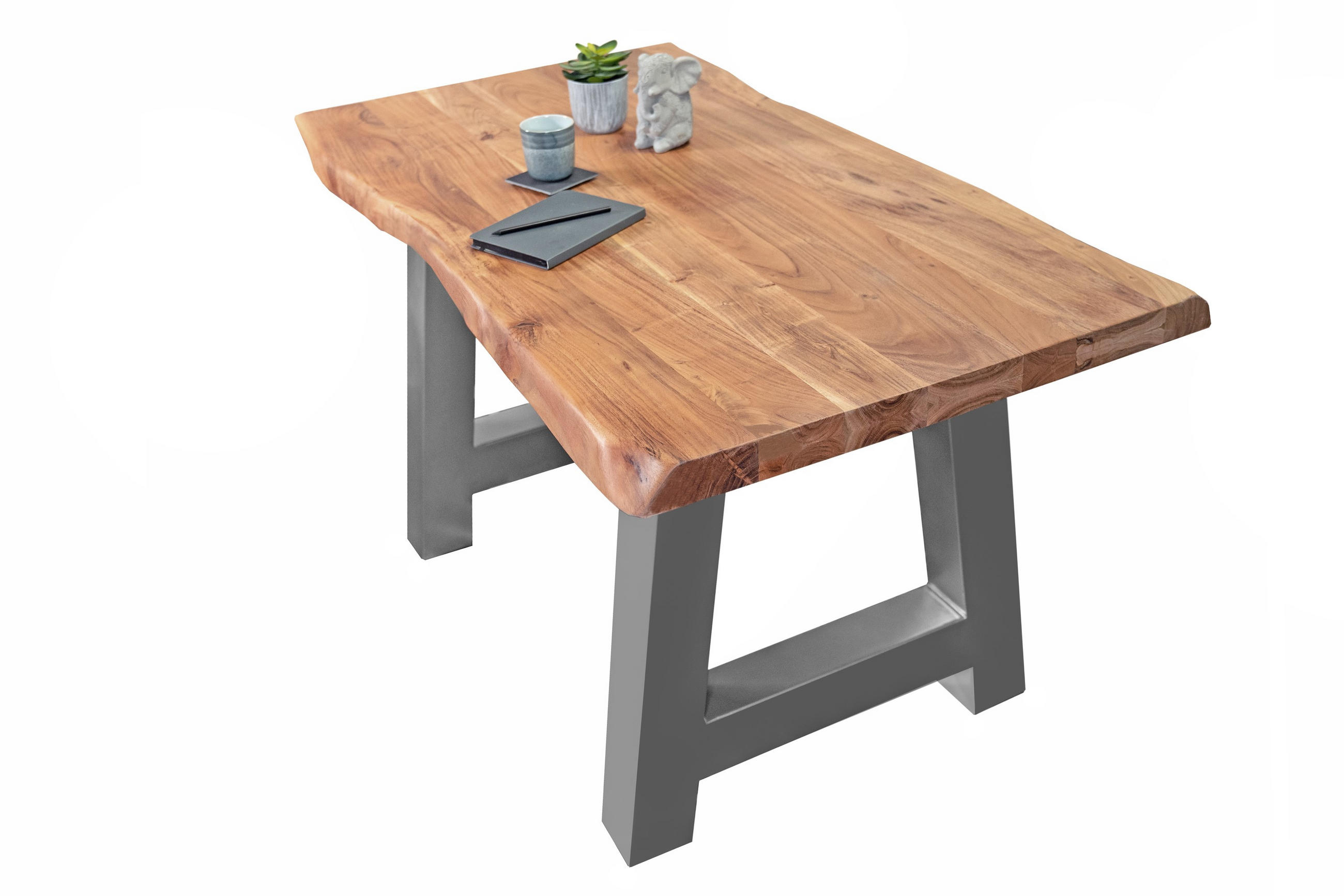 ESSTISCH CALI - Beige/Silberfarben, Holz/Metall (80/140/77cm) - SAM