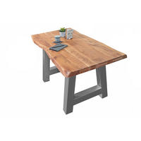 ESSTISCH CALI - Beige/Silberfarben, Holz/Metall (80/120/77cm) - SAM