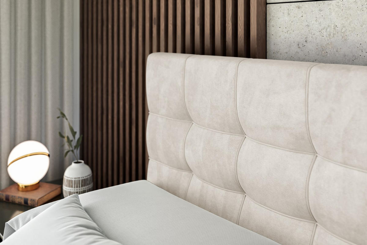 BOXBETT mit H3-Matratze und Lattenrost - BERO - 200x200 Ecru - Ecru, Holzwerkstoff (200/200cm) - ALTDECOR