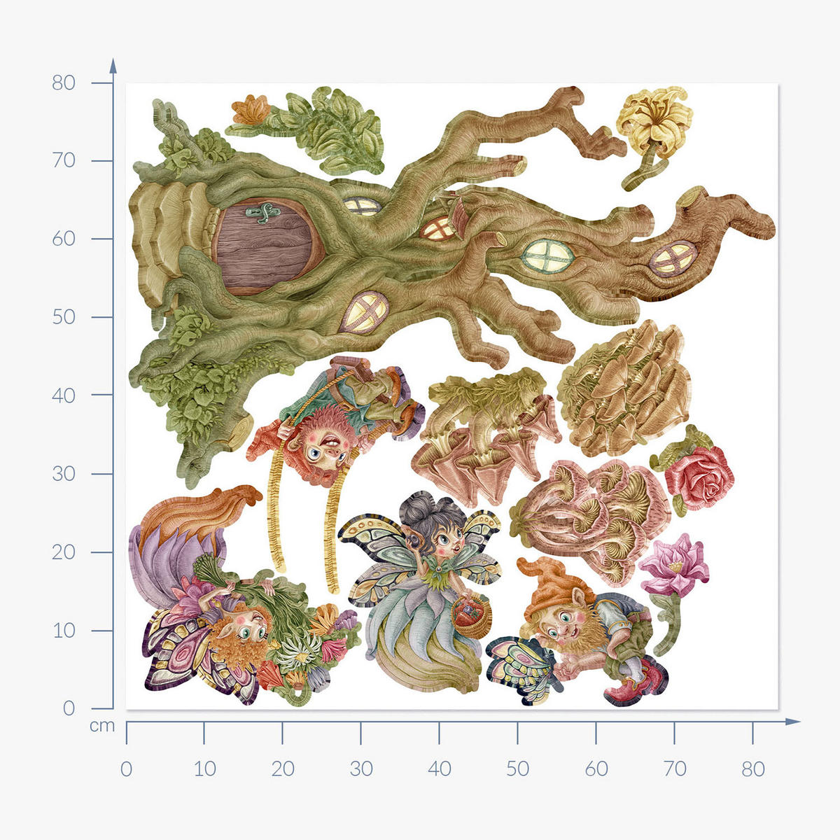 WANDAUFKLEBER 80x83cm - Feenwald - Multicolor, Kunststoff (80/83/0.1cm) - Wallfluent