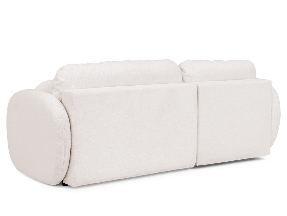 ECKSOFA Candy mit Schlaffunktion Weiß Bouclé-Stoff - Ottomane links - Schwarz/Weiß, Holz/Kunststoff (230/146cm) - S-Style Möbel