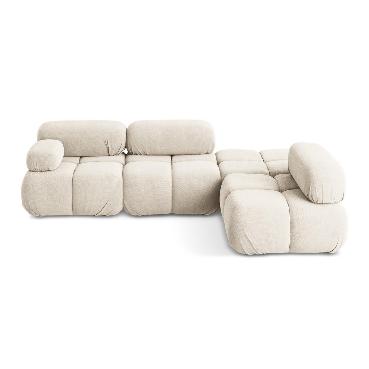 ECKSOFA Rechts Chenille Stoff Beige - Beige/Creme, Kunststoff/Textil (285/190cm) - LaMiaSofa