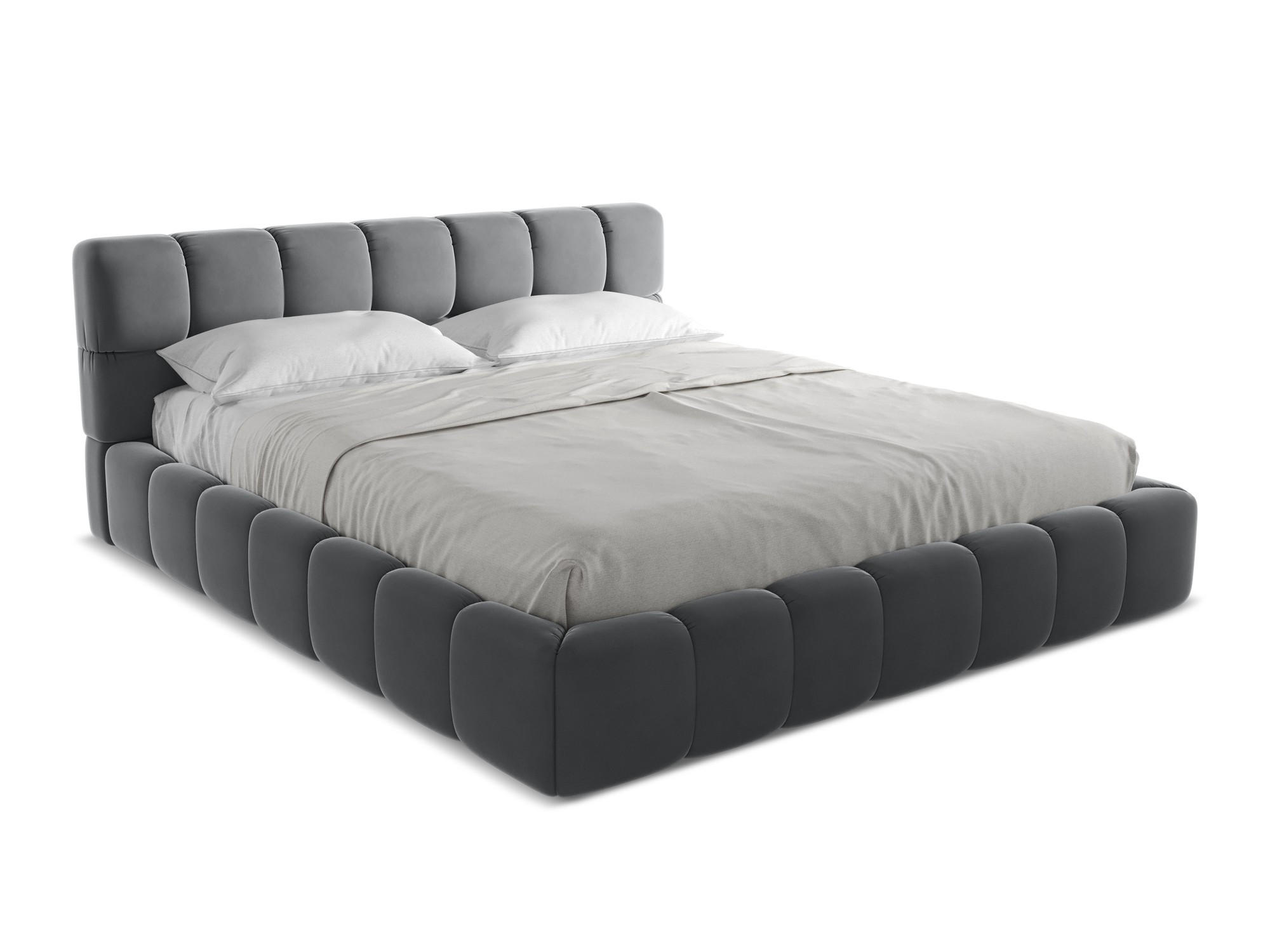 POLSTERBETT mit Bettkasten und Lattenrost 200x228 Grau - Dunkelgrau/Schwarz, Kunststoff/Textil (180/200cm) - Makamii