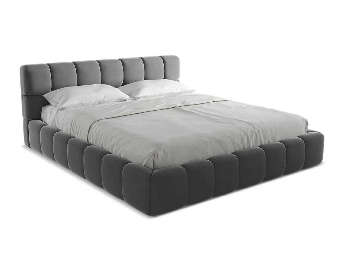 POLSTERBETT mit Bettkasten und Lattenrost 200x228 Grau - Dunkelgrau/Schwarz, Kunststoff/Textil (180/200cm) - Makamii