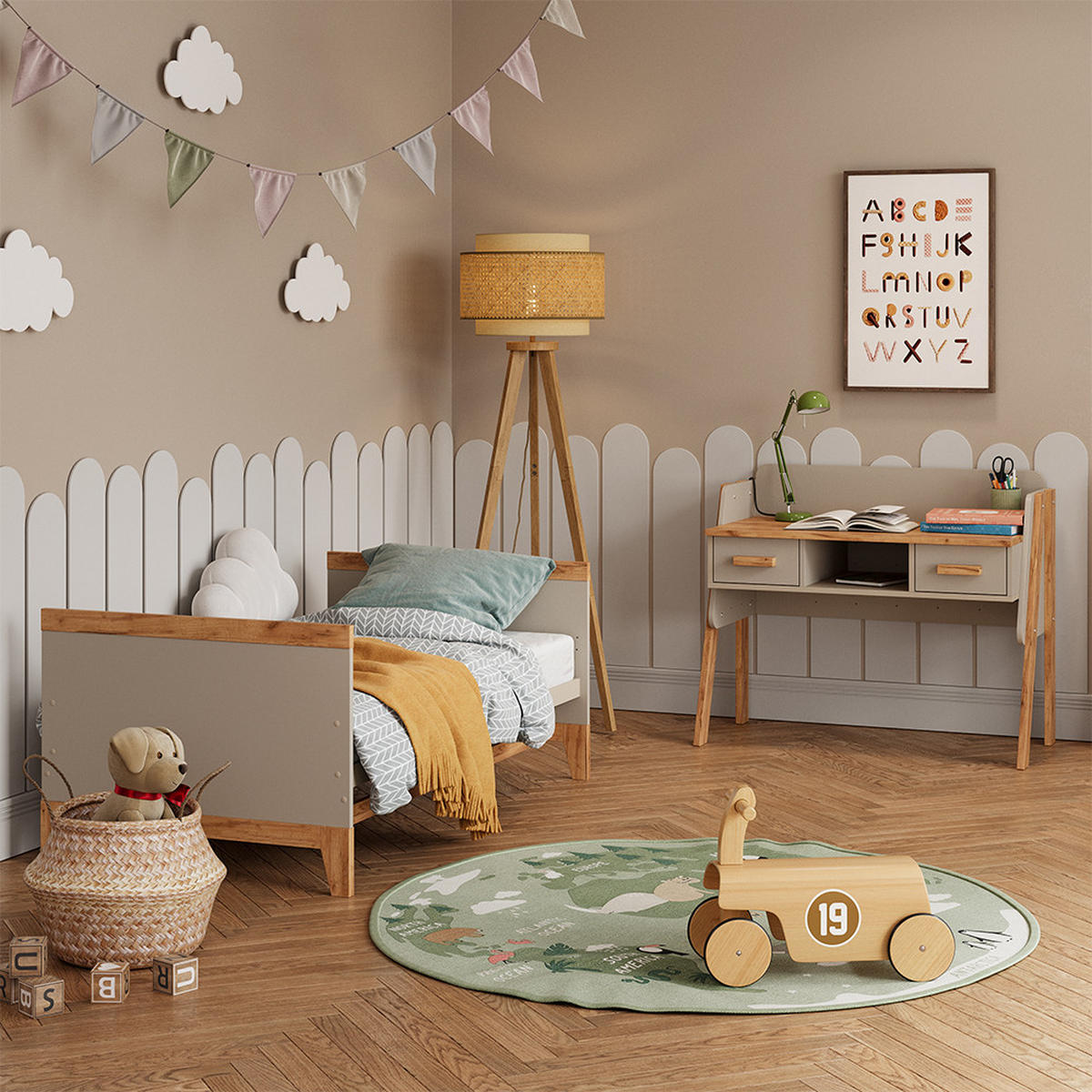 STŮL Malia Kašmír/Řemeselné - kašmírová/světle šedá, kompozitní dřevo (51/97/80cm) - VitaliSpa