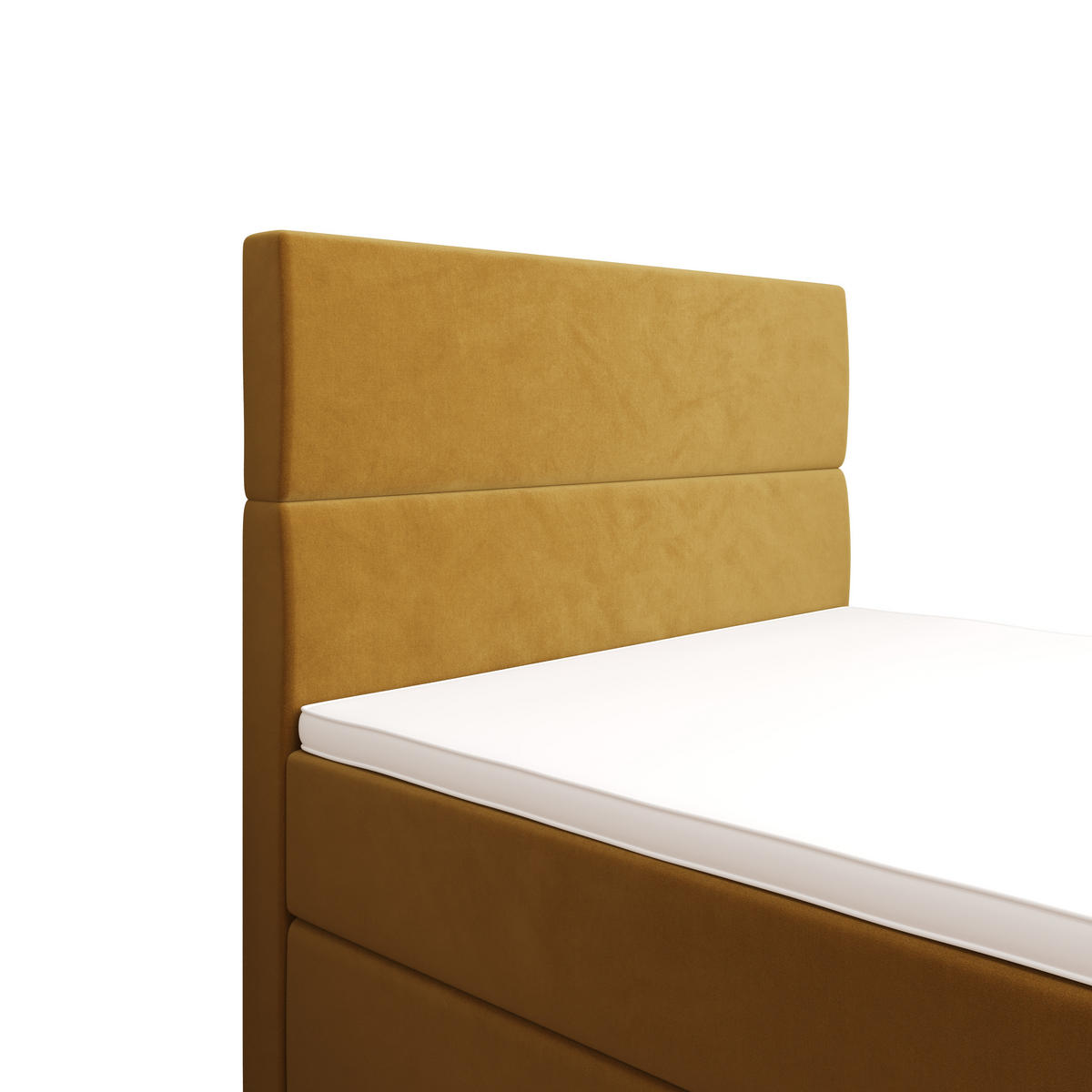 BOXBETT FLO PLUS 100x200 Itaka 33, mit Matratze H3, Bonell und Topper, Senfton - Gelb, Holz/Textil (100/200cm) - Bedante