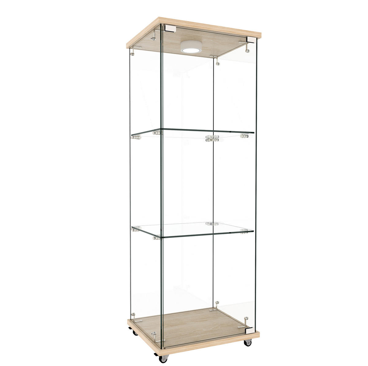 VITRINE 42,5/36,5/120 cm aus MDF und Glas mit LED-Beleuchtung Naturfarben - Naturfarben, Holzwerkstoff (42.5/120/36.5cm) - Modenvie