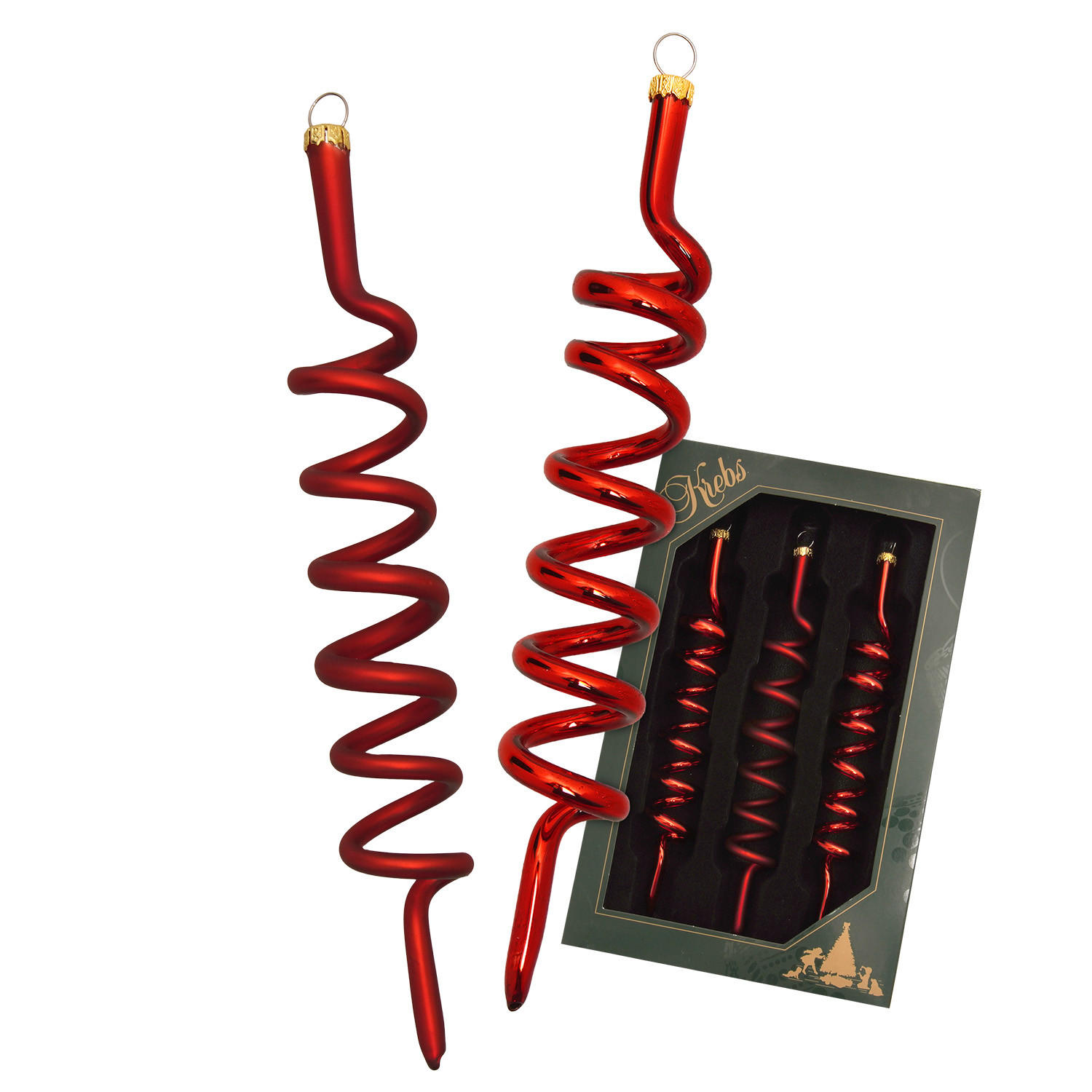 CHRISTBAUMSCHMUCK Korkenzieher-Set Rot 14cm (Glas / 3 Stk.) - Rot, Glas (3/14/3cm) - Krebs Glas Lauscha