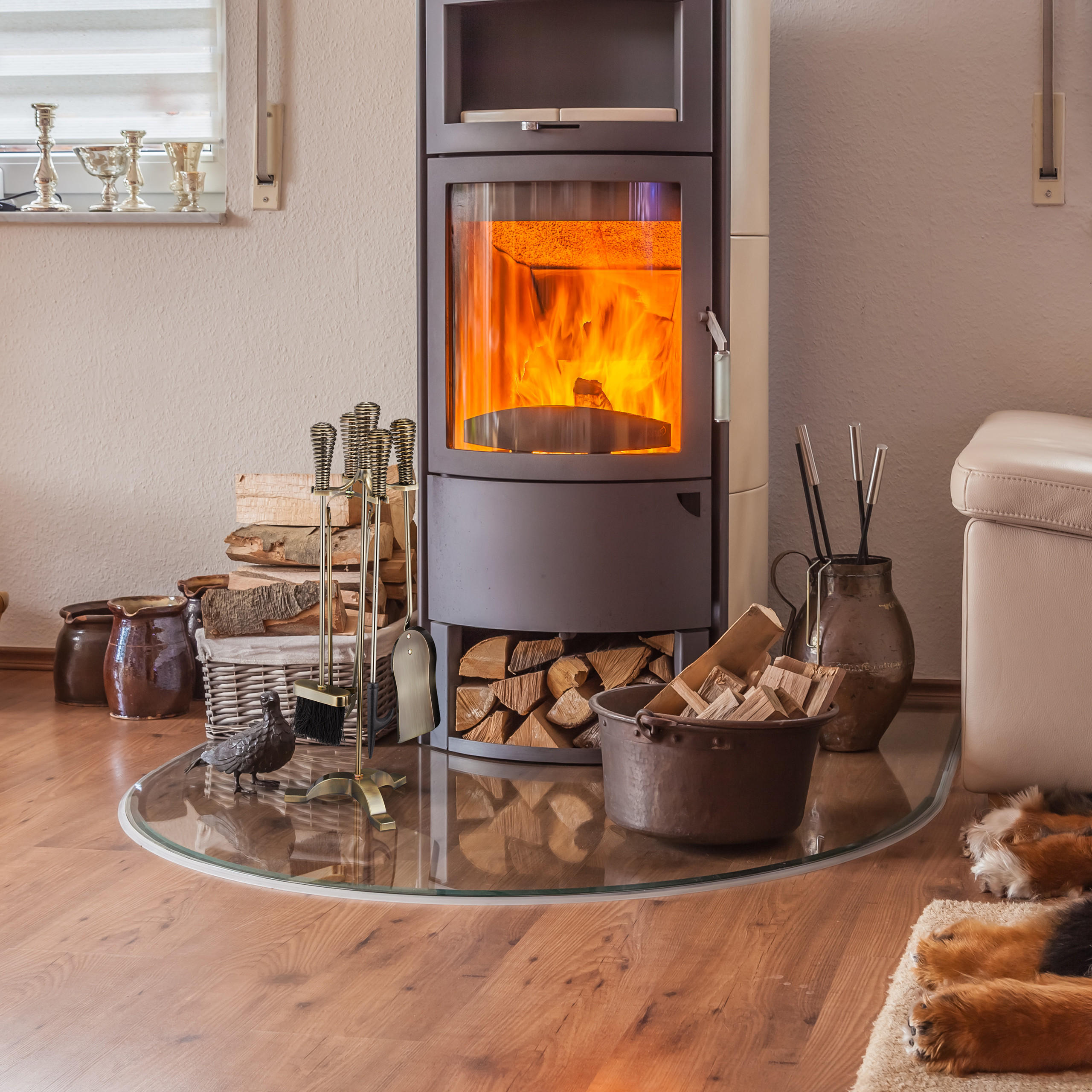 5-tlg.KAMINBESTECK-SET - Goldfarben, Kunststoff/Metall (22/64/20cm) - Relaxdays