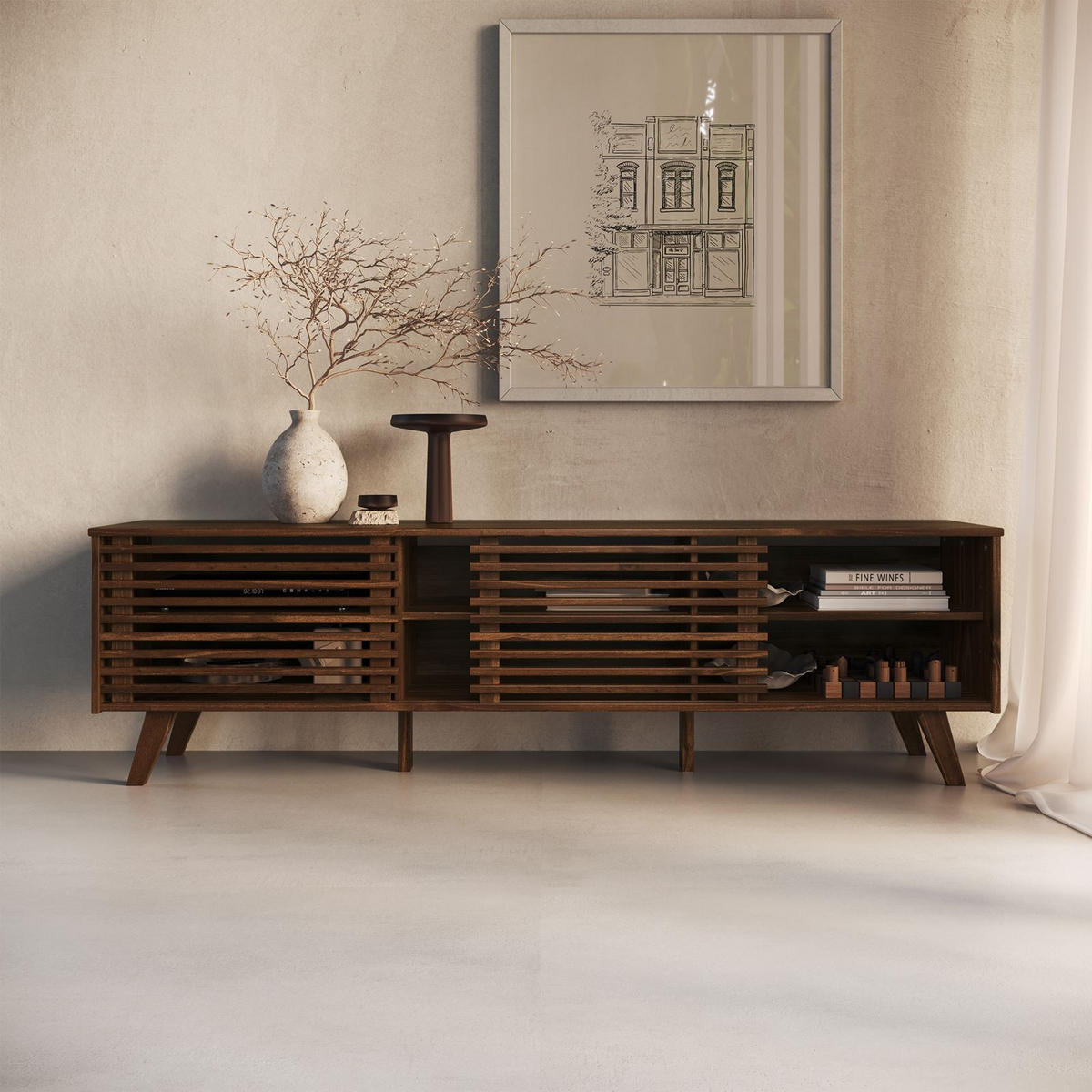 LOWBOARD RIAN nussbaum - Nussbaumfarben, Holz (175/50/38cm) - IDIMEX