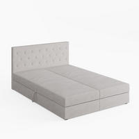 BOXBETT CRYSTAL 160/200 cm, in Creme, Premium Velours-Stoff, Bettkasten, Matratze, Topper - Creme, Textil (160/20cm) - Barchello
