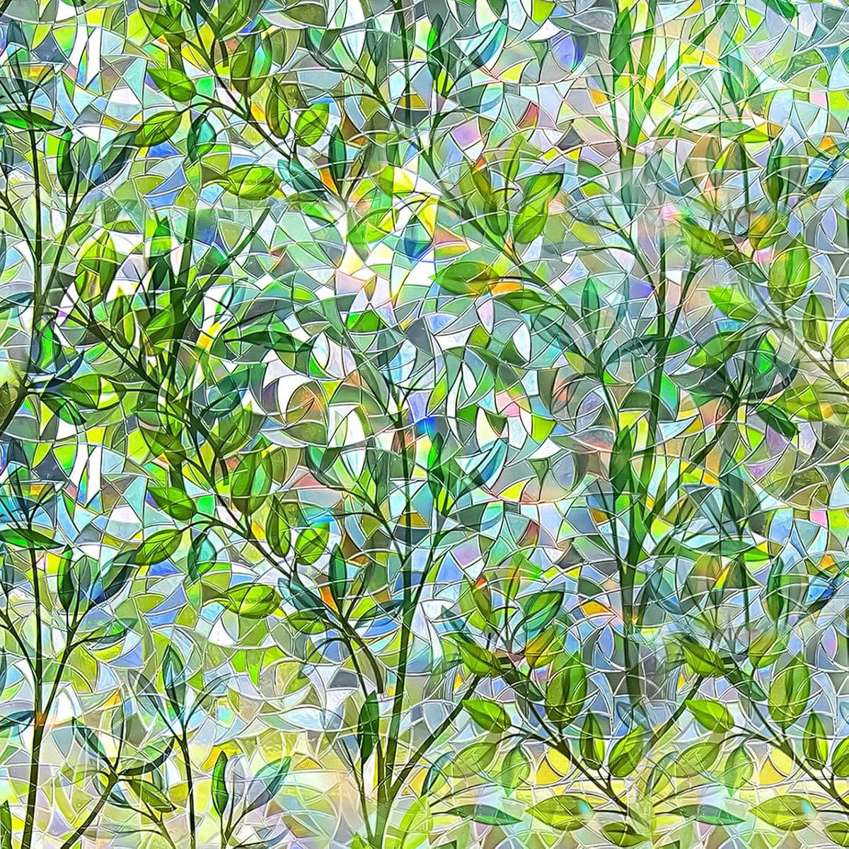 VORHÄNGE – Blattmuster – statisch haftend – 40 x 300 cm - Grün, Kunststoff/Textil (40/300cm)