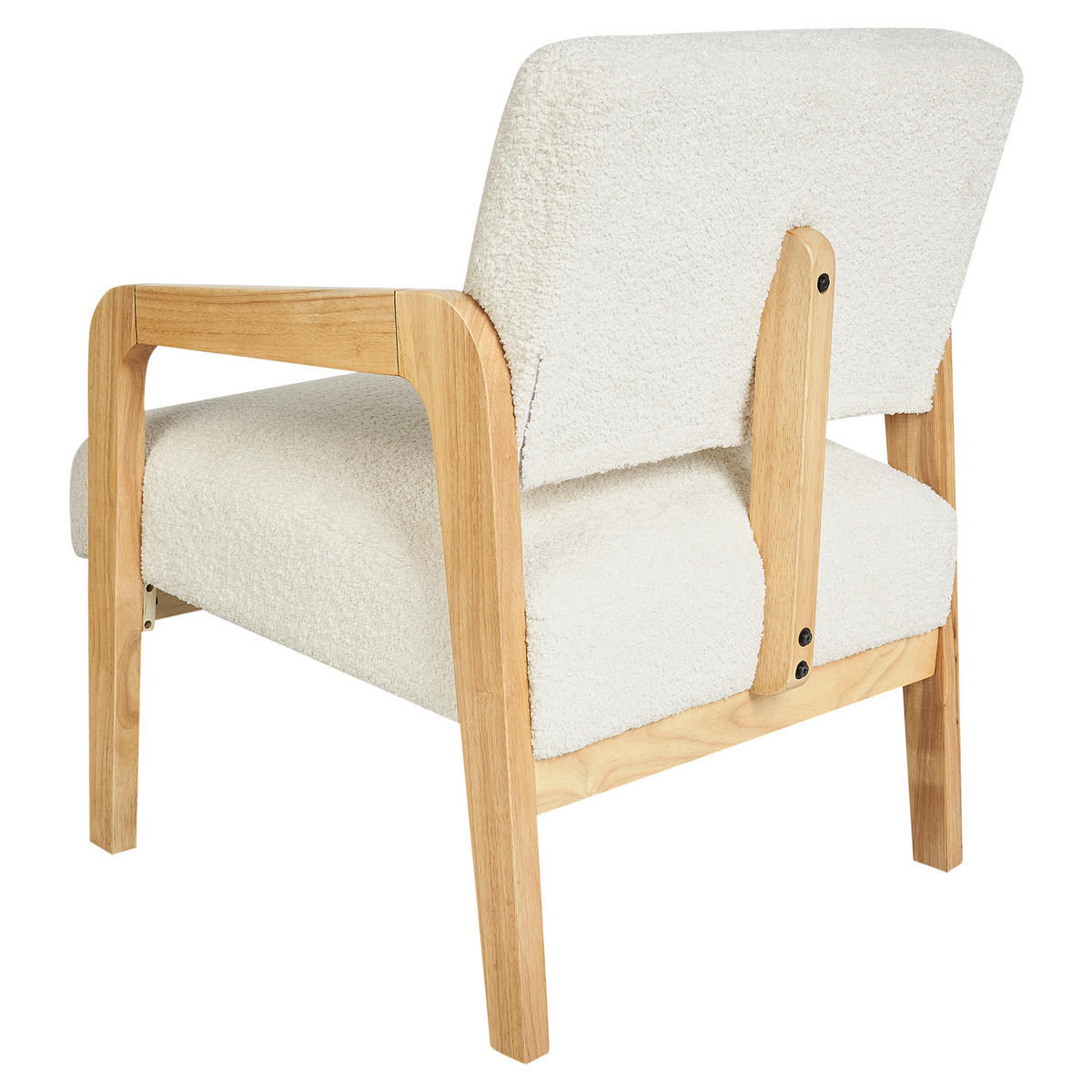 SESSEL Bouclé Cremeweiß Hjo - Hellbraun/Weiß, Textil (61/76/68cm) - Beliani