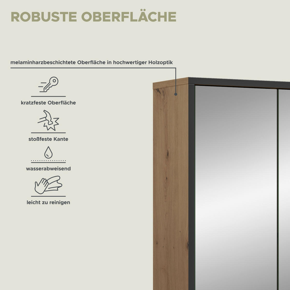 SPIEGELSCHRANK Klara (B/H/T: ca. 80/68/19 cm) in Artisan Oak Nachbildung/Artisan Oak Nachbildung - Eiche Artisan, Holzwerkstoff (80/68/19cm)