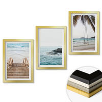 WANDBILDER 3er Set - 20x30 cm Goldrahmen - Treppe Strand Meer Schaukel - Goldfarben, Kunststoff (20/30cm) - ArtPrintCave