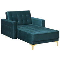 CHAISELONGUE Samtstoff blaugrün/gold Aberdeen - Goldfarben/Grün, Textil (107/83/168cm) - Beliani