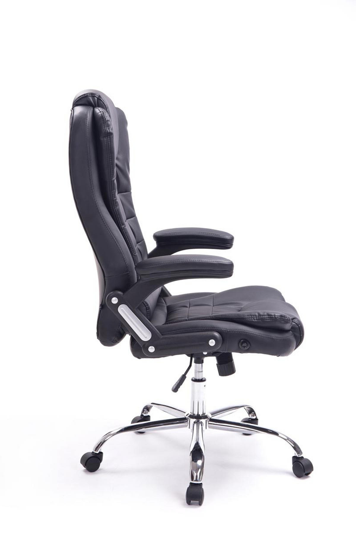 CHEFSESSEL Lederlook schwarz - Chromfarben/Schwarz, Textil/Metall (69.5/113/78cm) - CLP