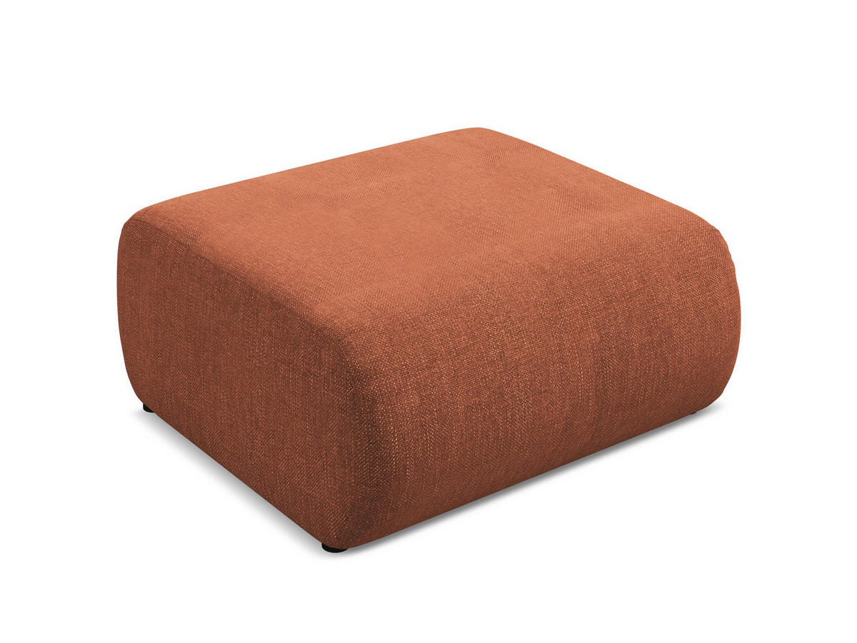 POUF Chenille Stoff Orange - Terra cotta/Schwarz, Kunststoff/Textil (94/40/89cm) - Makamii