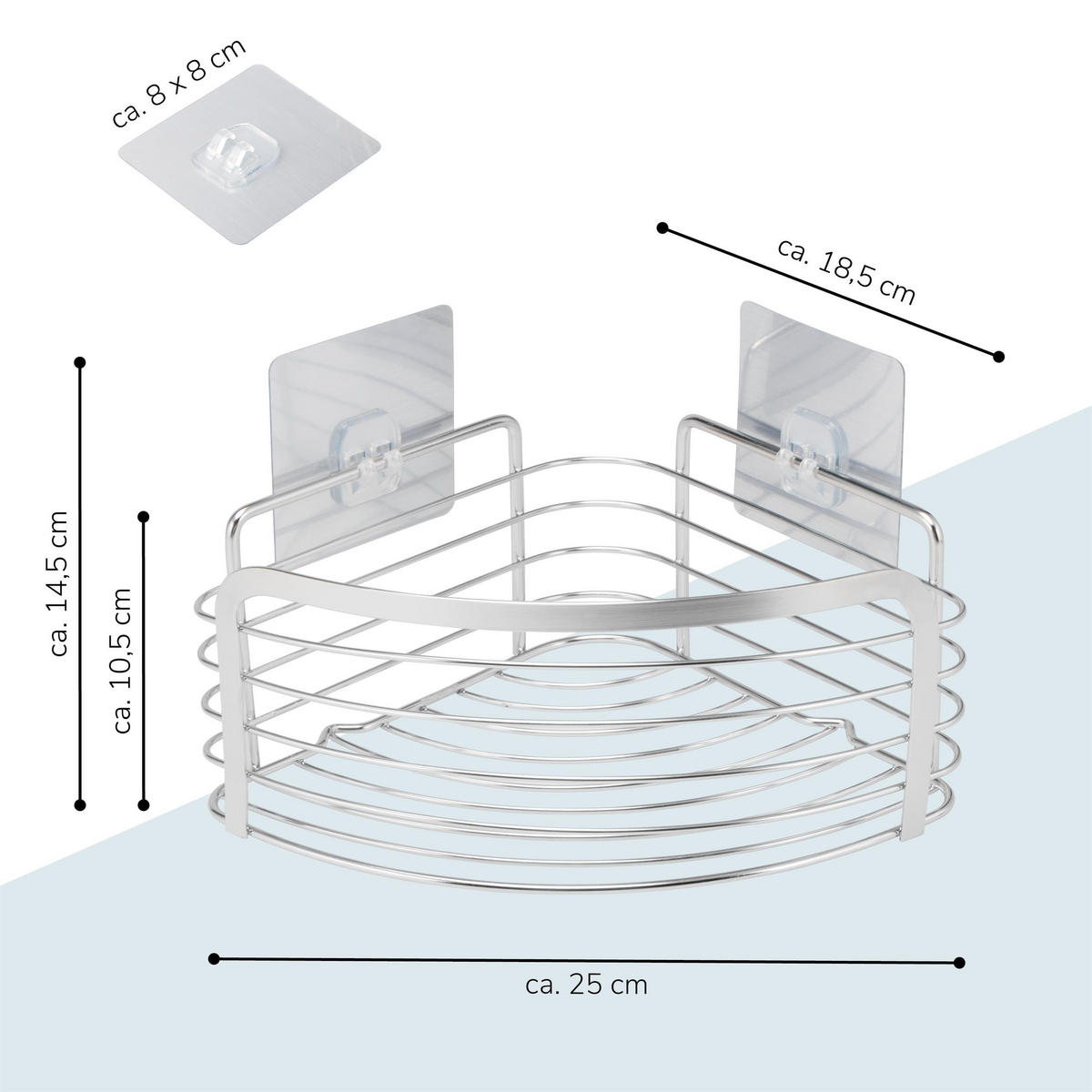 ECK-ABLAGEKORB, silber - Edelstahlfarben, Metall (25/10.5/18.5cm) - bremermann