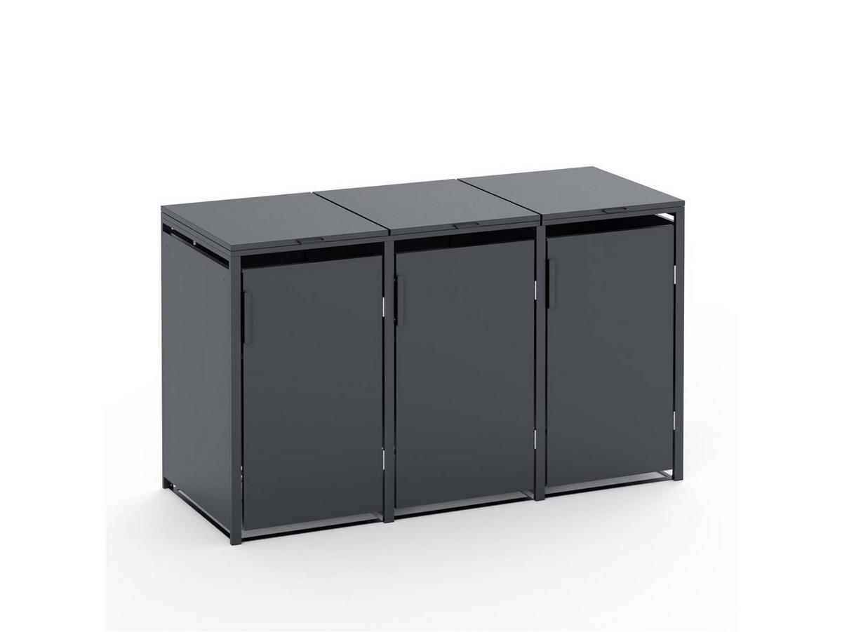 MÜLLTONNENBOX 3er, 198,5x80x116cm, Stahl, anthrazit - Grau, Kunststoff (80/175/120cm)