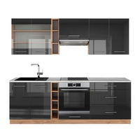 KUHINJSKA ENOTA Fame-Line Antracit visok sijaj/zlati hrast power 235 cm , DP Marmor - črna/medeni hrast, leseni material (235/206.8/60cm) - Vicco