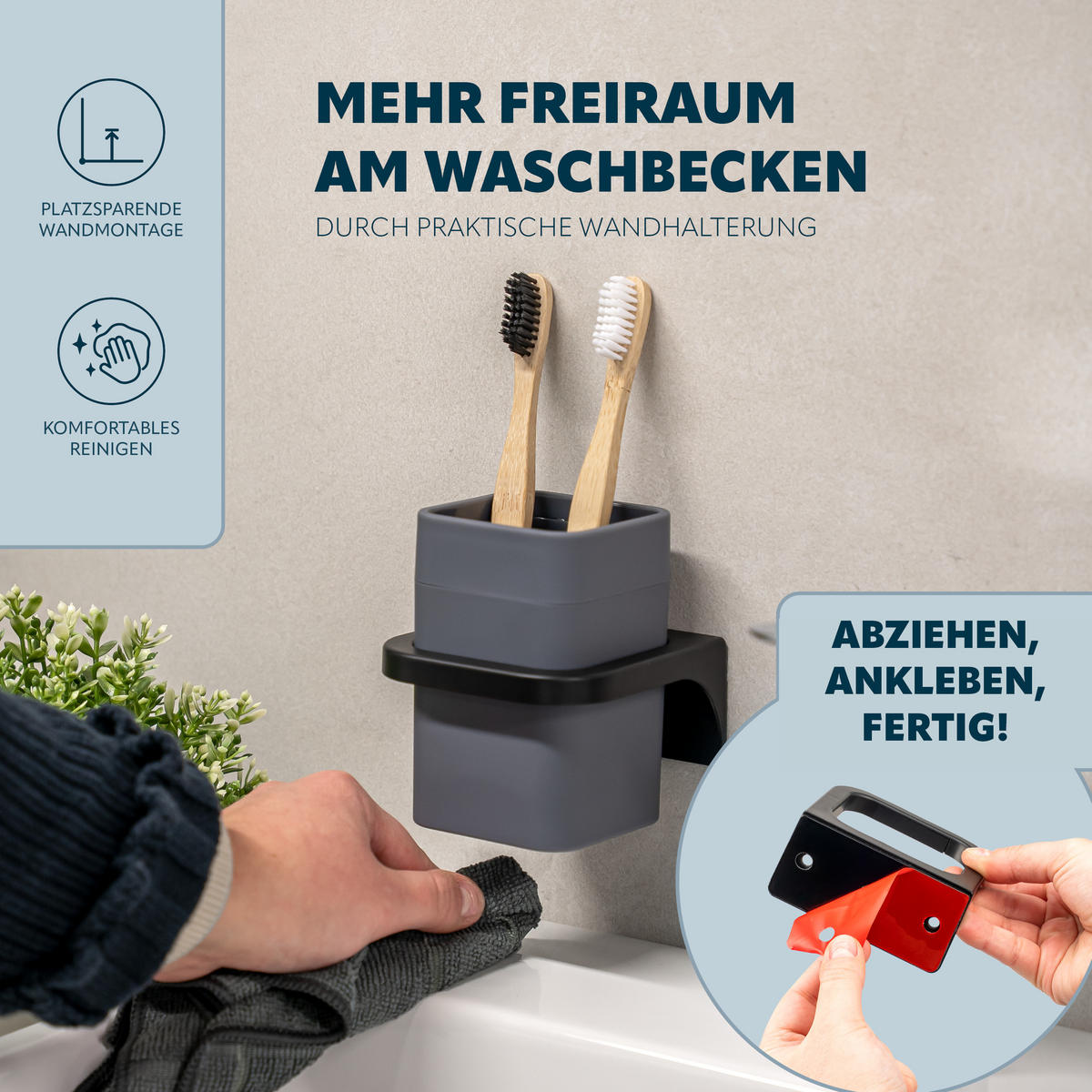 BADACCESSOIRESET SAVONA Softtouch (2er-Set) - Grau, Kunststoff (7/15.5/8.5cm) - bremermann