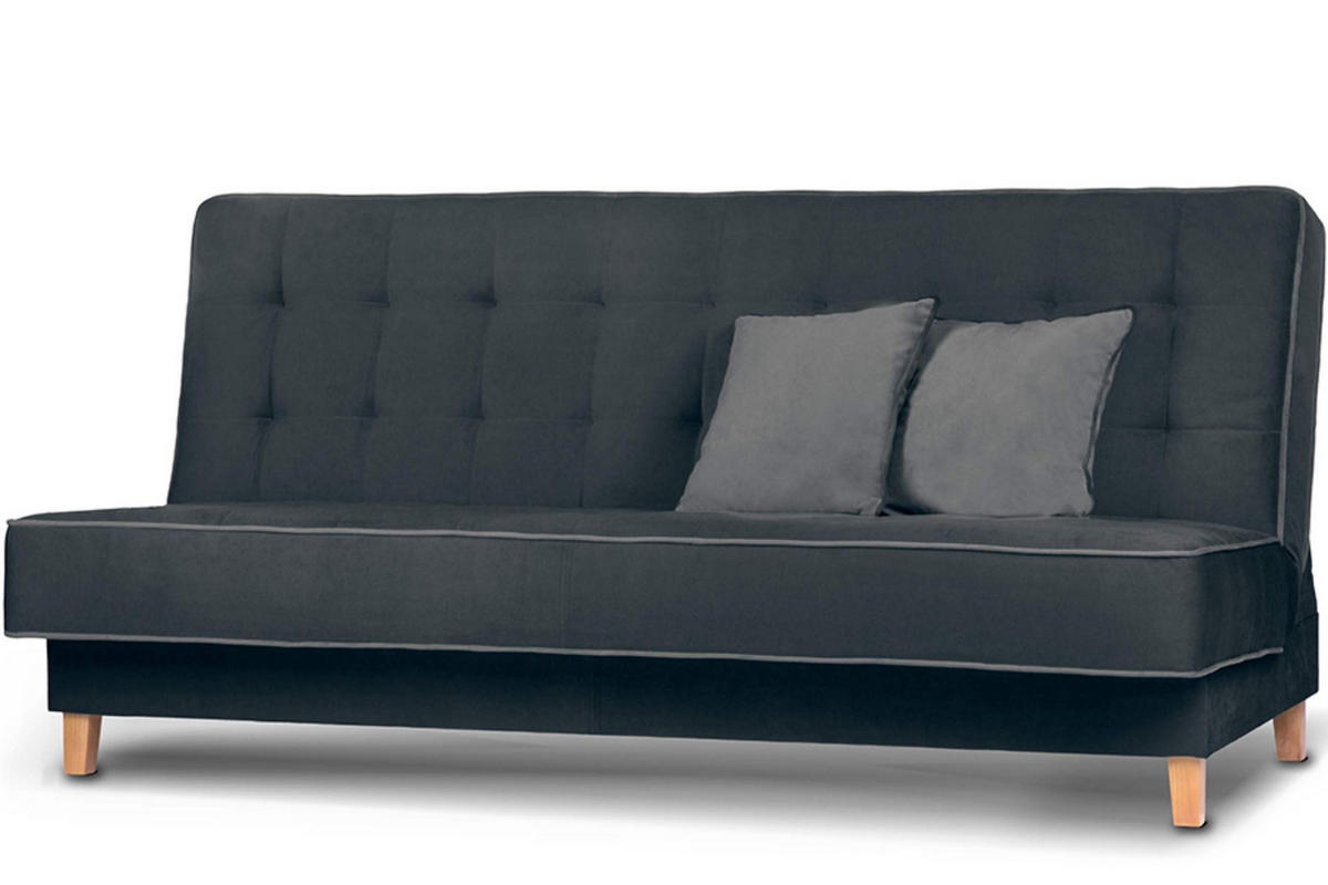 3-SITZER-SCHLAFSOFA DOZER Velours, schwarz/grau - Schwarz/Grau, Textil (197/94/93cm) - KONSIMO®