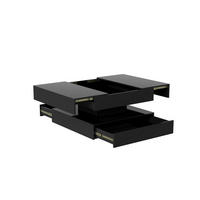 COUCHTISCH SCHWARZ QUADRATISCH MIT LED Hochglanz, 78x78x43cm, Modern Wohnzimmer - Schwarz, Holz (78/78/43cm) - CASIVA