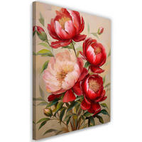 WANDBILD blumen rote pfingstrosen botanica - Rot, Textil (40/60cm) - Feeby