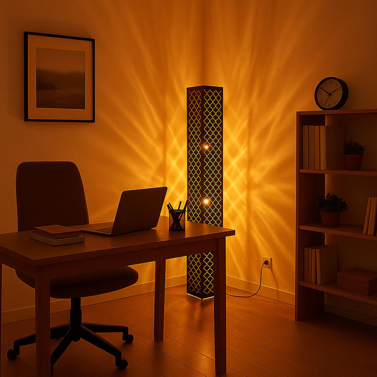 LED STEHLEUCHTE Metall Textil Schwarz Blattgold - Schwarz, Metall (15/15/118cm) - Globo Lighting