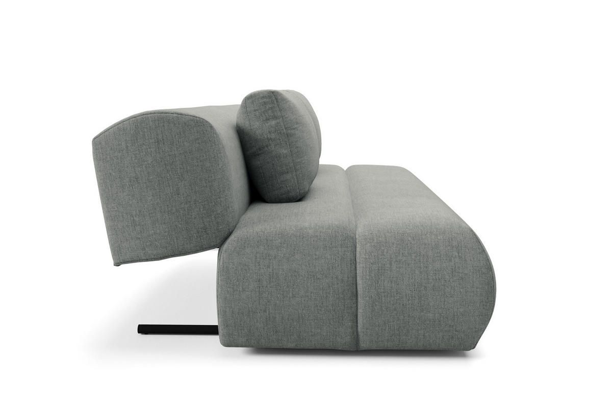 BETTSOFA ATOMO Grau Chenille-Stoff mit Schlaffunktion - Grau, Holz (217/82/134cm) - MASSENO